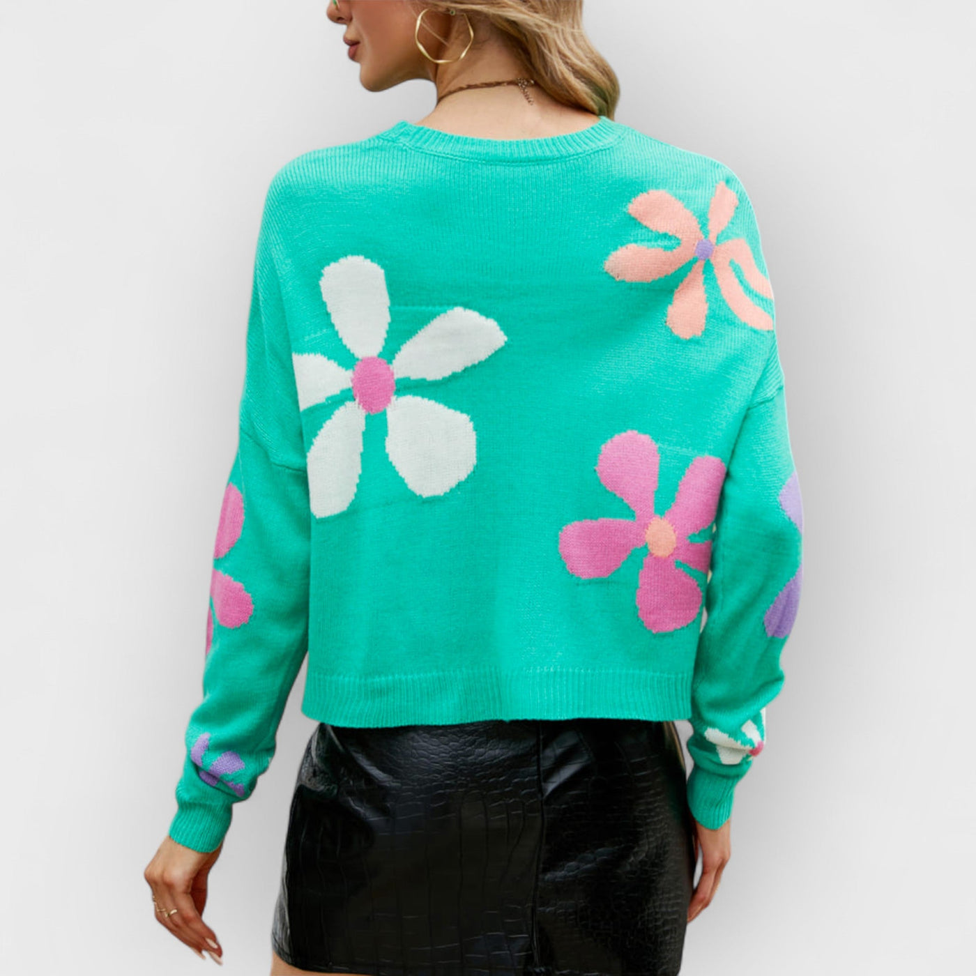 Sweet Floral Loose Crewneck Sweater