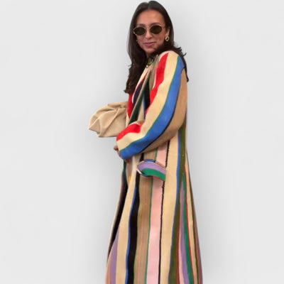 Colorful Striped Burlap Coat