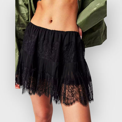 Oversized Knit Batwing Sweater & Ruffled Mini Skirt Set