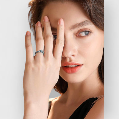 Double Moon Geometry Ring Gemstone Ring