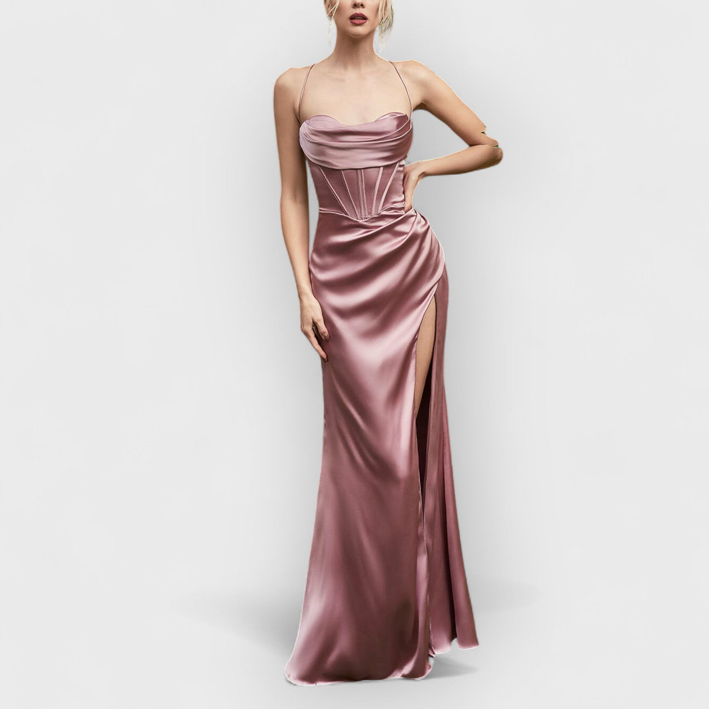 Fitted Satin Maxi Dress