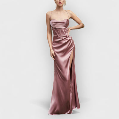 Fitted Satin Maxi Dress