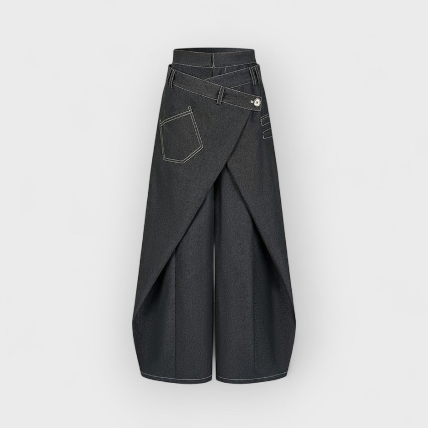 Swinging Symphony Fake Two-Piece Wide-Leg Jeans
