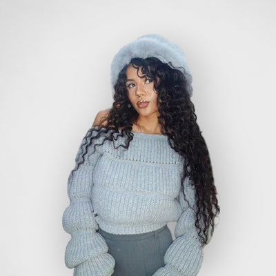 Street Style Lantern Sleeve Crop Sweater