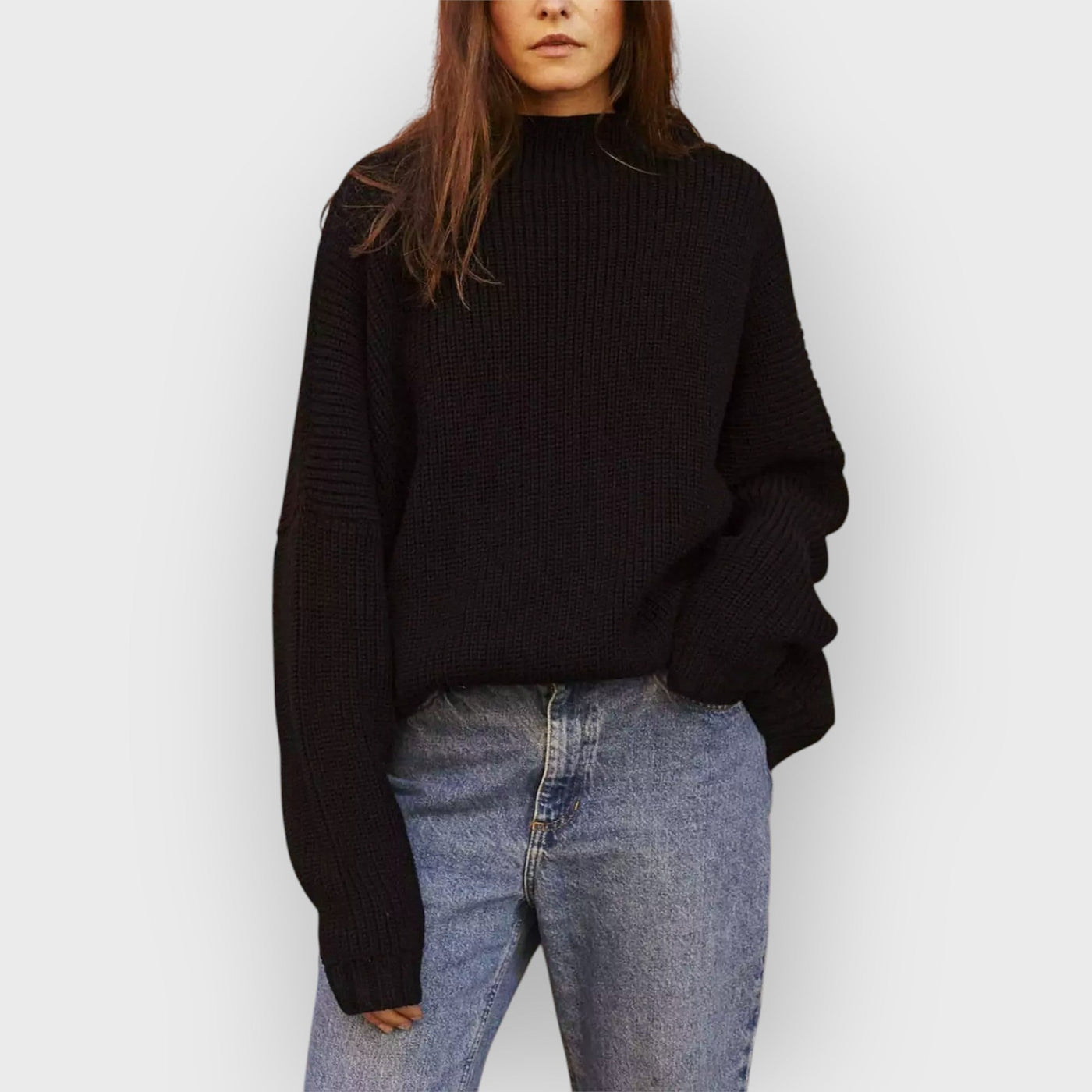 Oversized Knit Batwing Sweater & Ruffled Mini Skirt Set