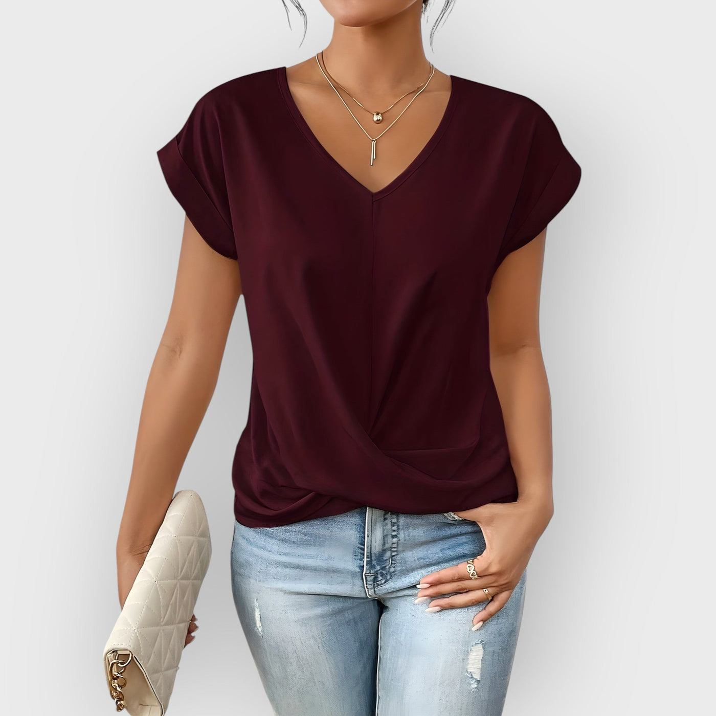 Maia V-Neck Tie Front Top