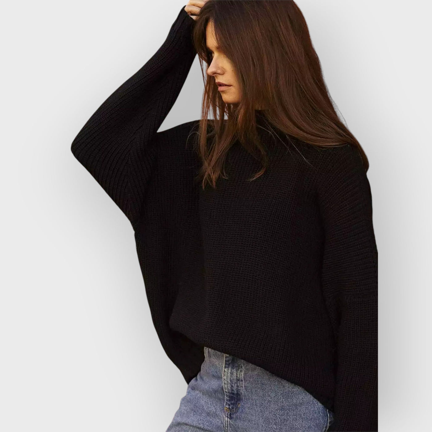 Oversized Knit Batwing Sweater & Ruffled Mini Skirt Set