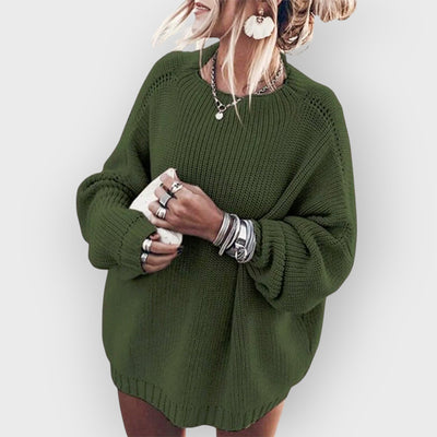 Oversized Knit Batwing Sweater & Ruffled Mini Skirt Set