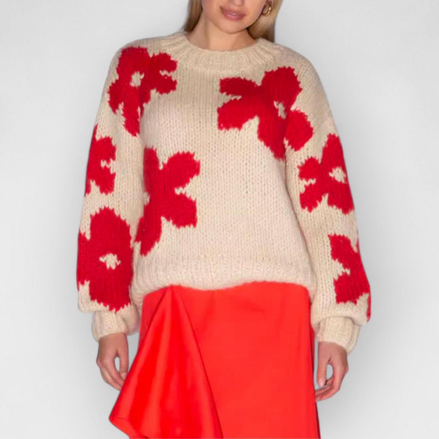 All-Match Crew Neck Floral Sweater