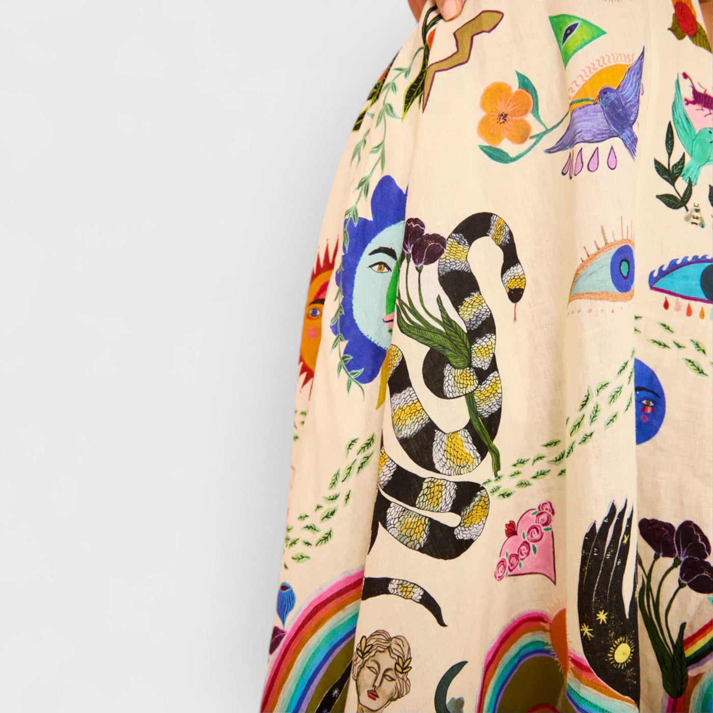 Unique Holiday Print Halter Back Pocket Maxi Dress
