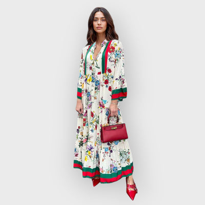 Resort Floral Print Bell Sleeve Maxi Dress