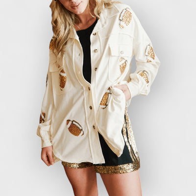 Super Bowl Cheer Oversized Denim Jacket