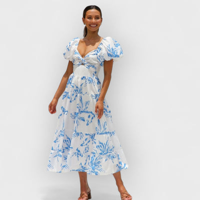 Blue floral maxi dress