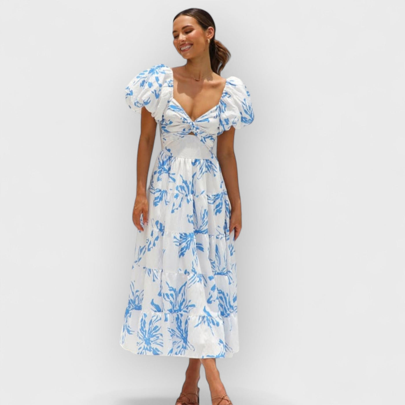 Blue floral maxi dress