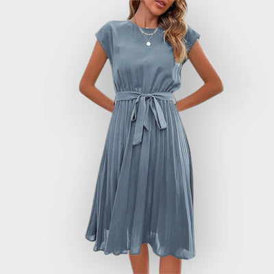 Claire Short Sleeve Pleated Casual Mini Dress