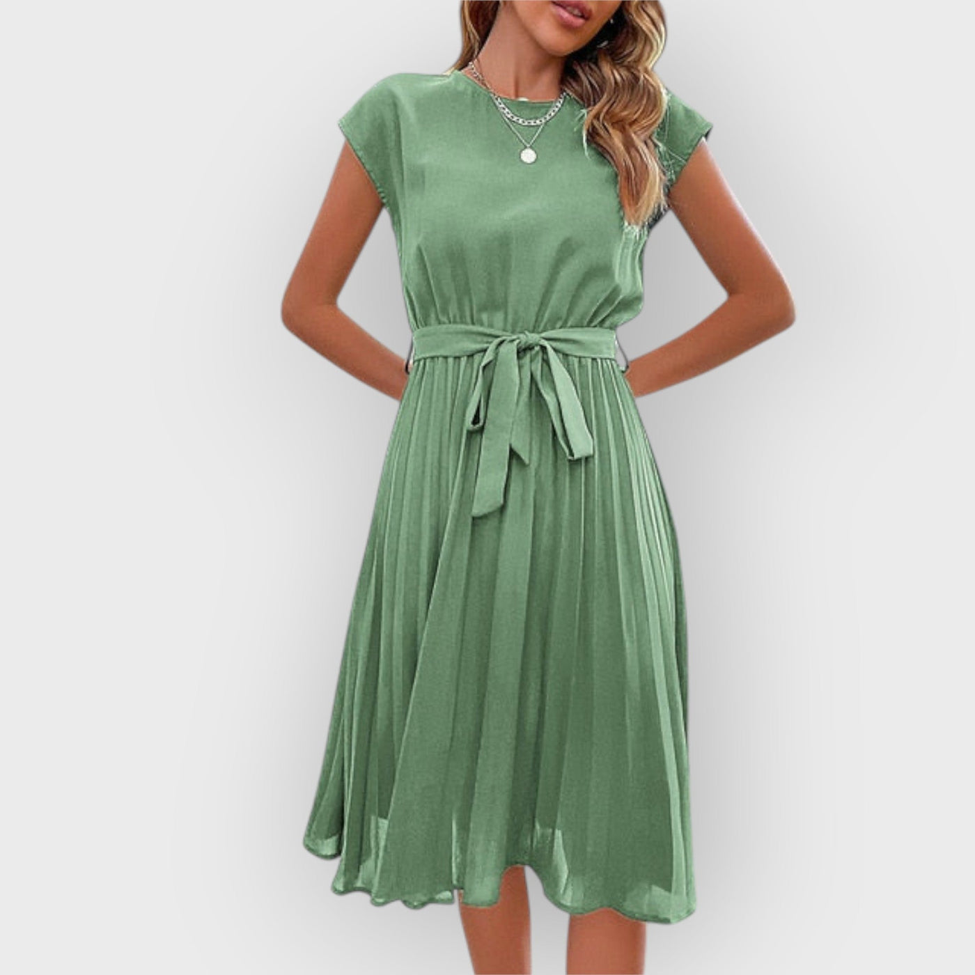 Claire Short Sleeve Pleated Casual Mini Dress