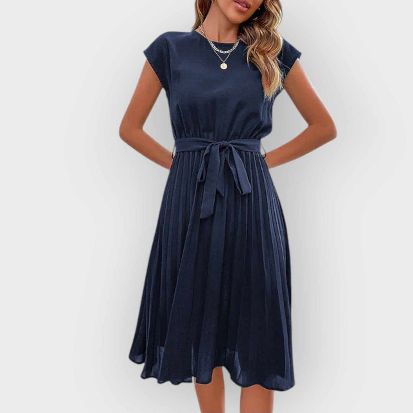 Claire Short Sleeve Pleated Casual Mini Dress