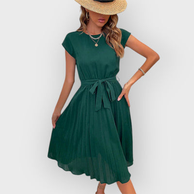 Claire Short Sleeve Pleated Casual Mini Dress