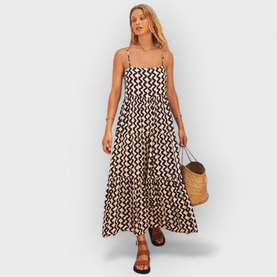 Strappy Square Neck Split Maxi Dress