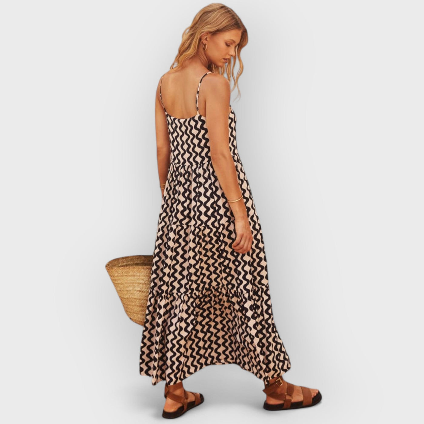 Strappy Square Neck Split Maxi Dress
