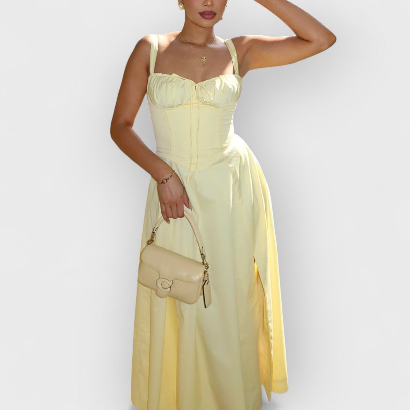 Rose Print Herringbone Slip Dress
