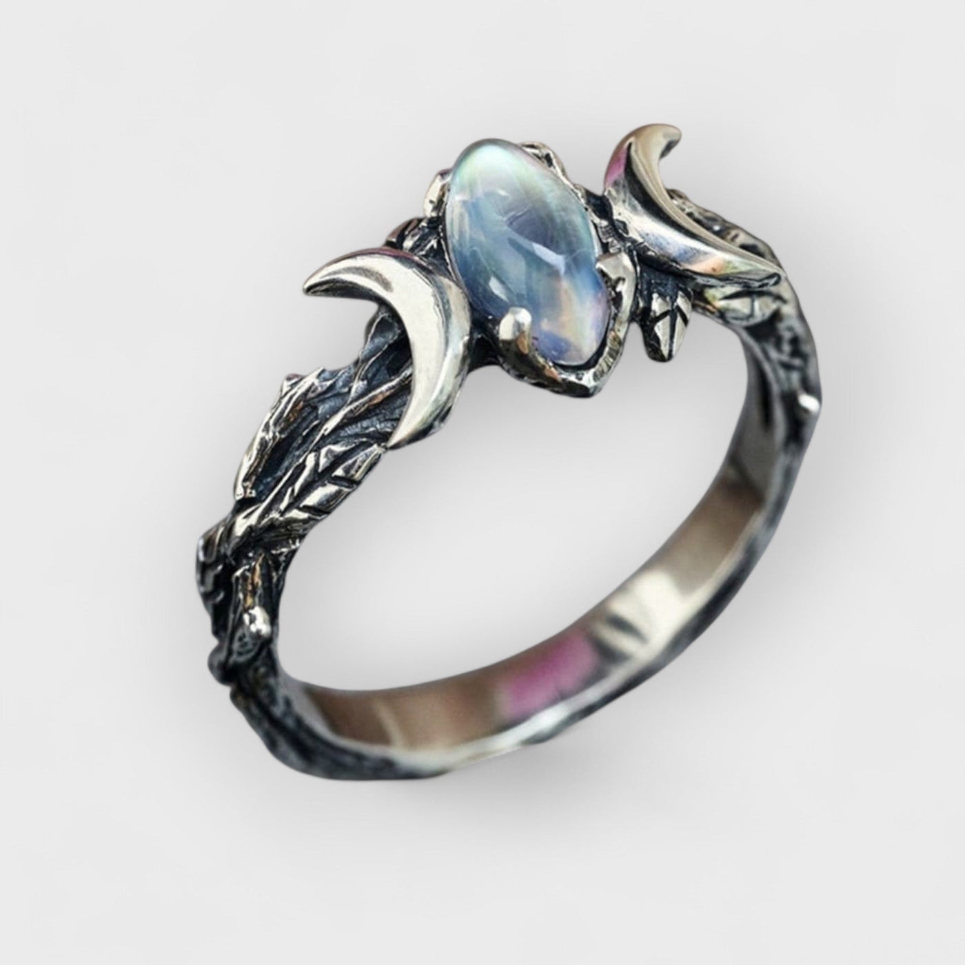 Double Moon Geometry Ring Gemstone Ring