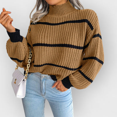 Striped Half-Turtleneck Sweater