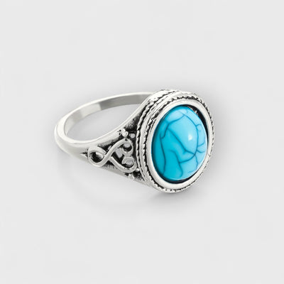 Sterling Silver Ring with Exquisite Blue Stone