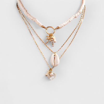 Shell And Sunflower Pendant Multi-layered Necklace