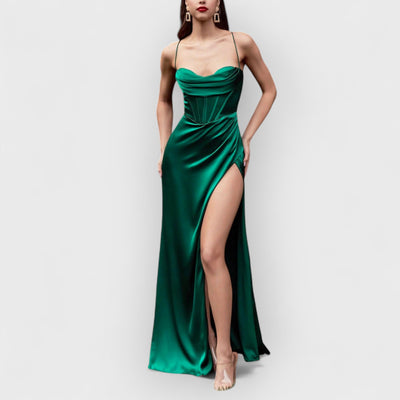 Fitted Satin Maxi Dress