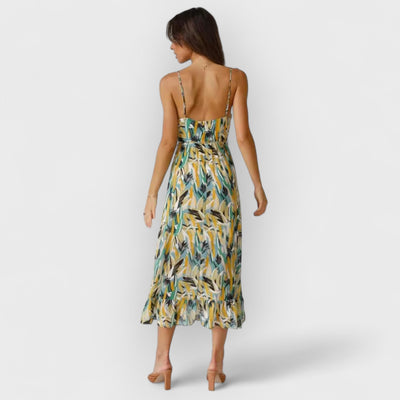 Floral Ruffle-Trim Midi Tank Dress