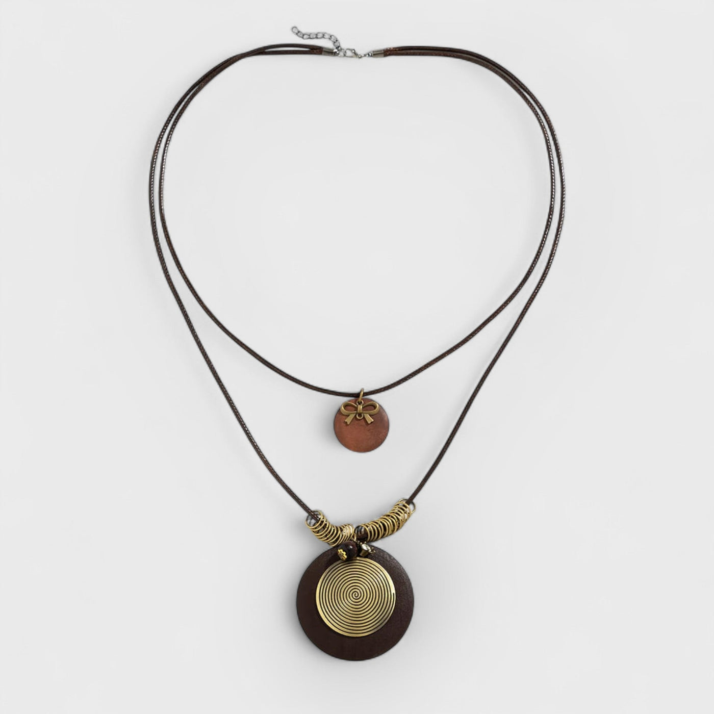 Wooden Disc Beaded Long Necklace
