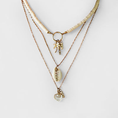 Shell And Sunflower Pendant Multi-layered Necklace