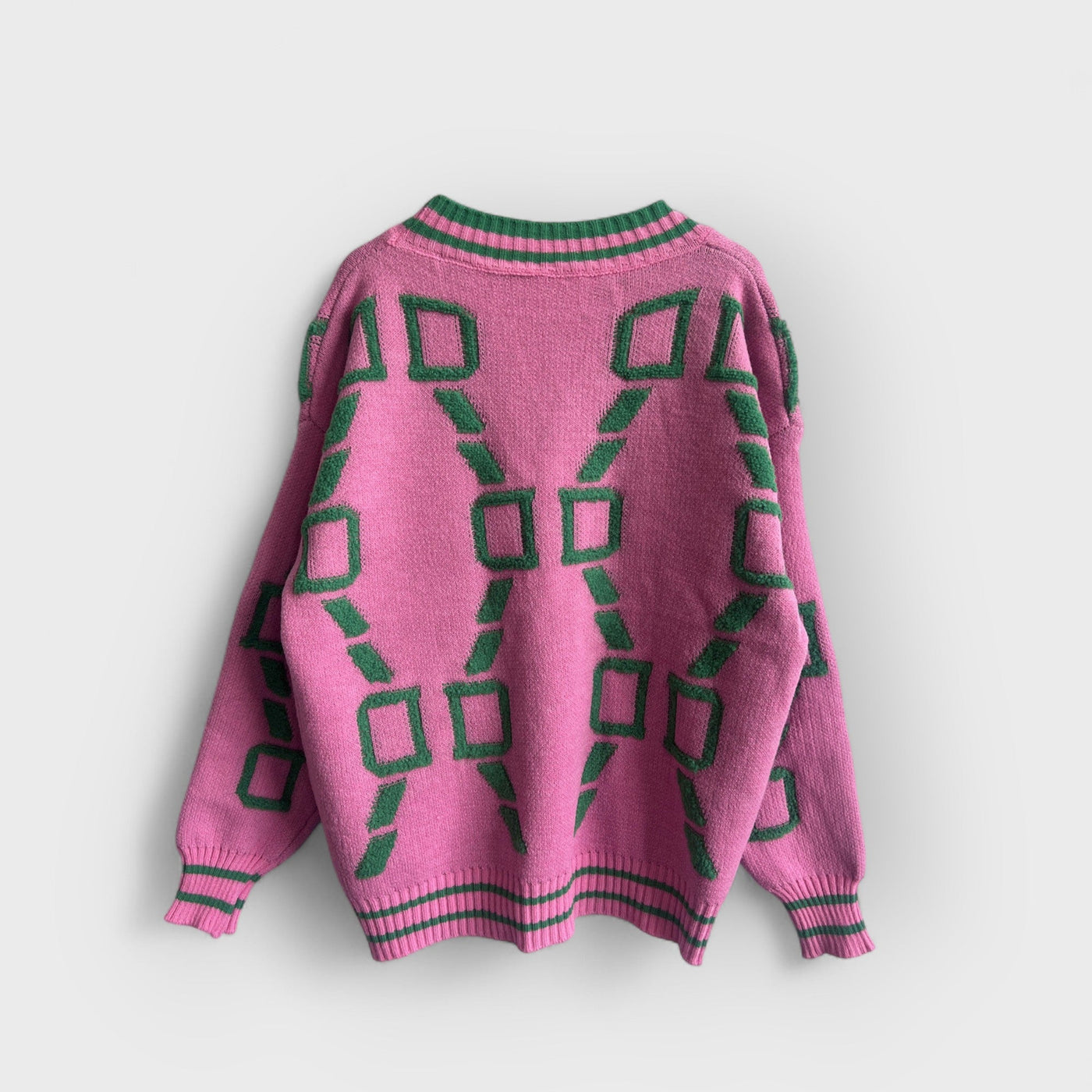 V-Neck Casual Color Contrast Knit Cardigan