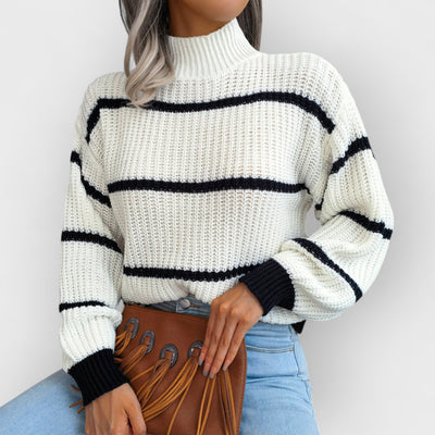 Striped Half-Turtleneck Sweater