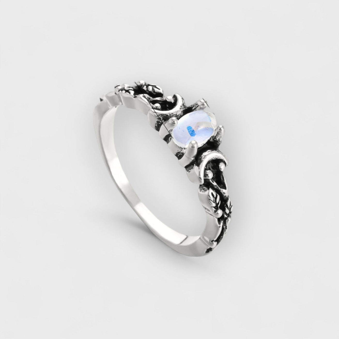 Double Moon Geometry Ring Gemstone Ring