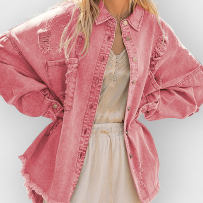 Thinking Out Loud Cotton Distressed Denim Jacket