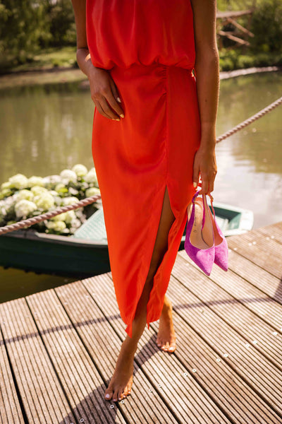 Stefka - Flowing Midi Dress Without Sleeves