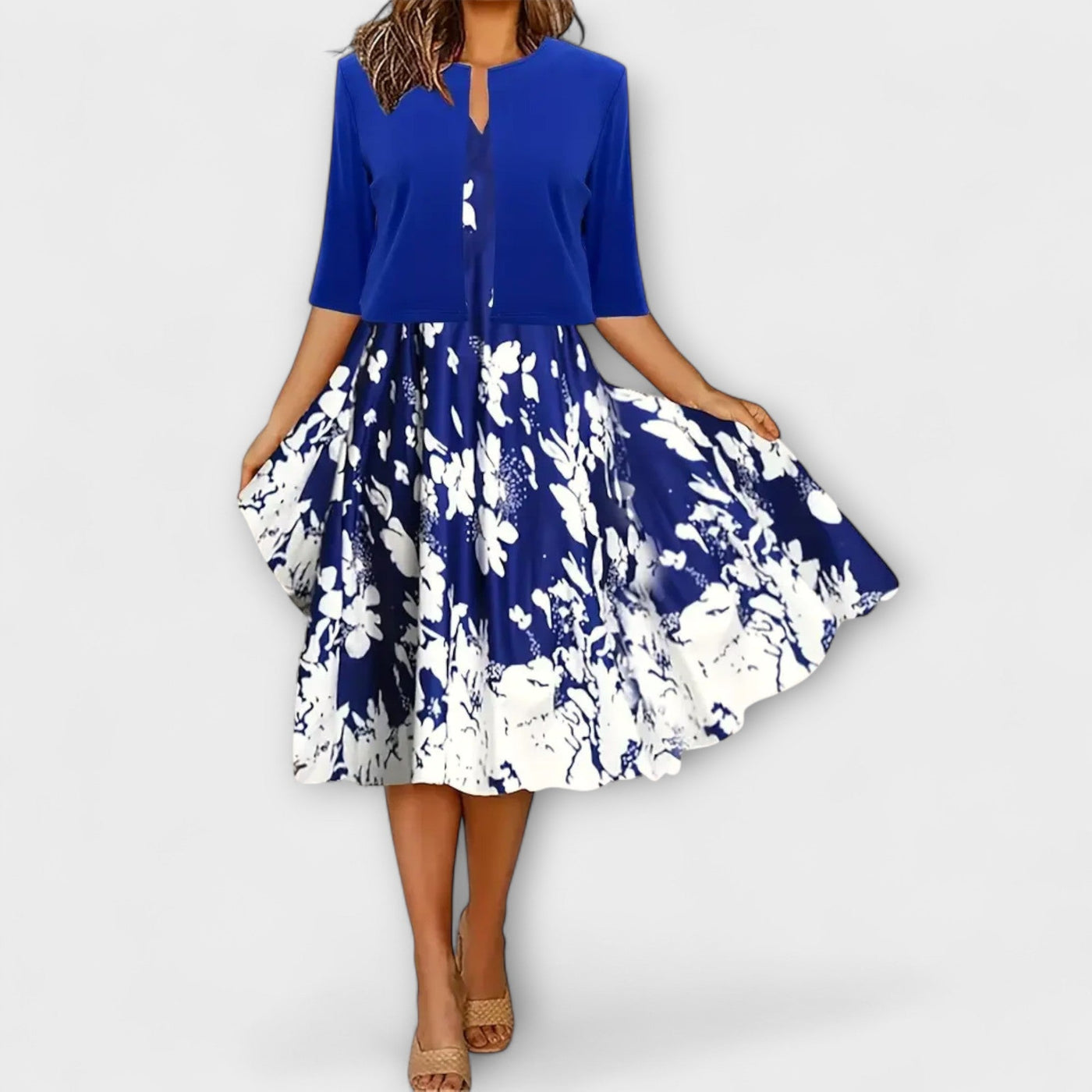 Elegant Midi Summer Dress for Women with Blazer