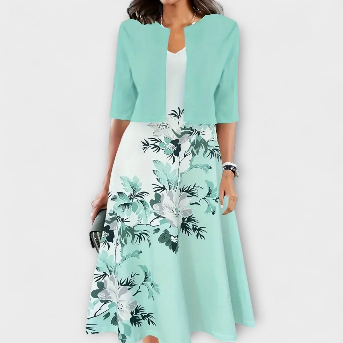 Elegant Midi Summer Dress for Women with Blazer