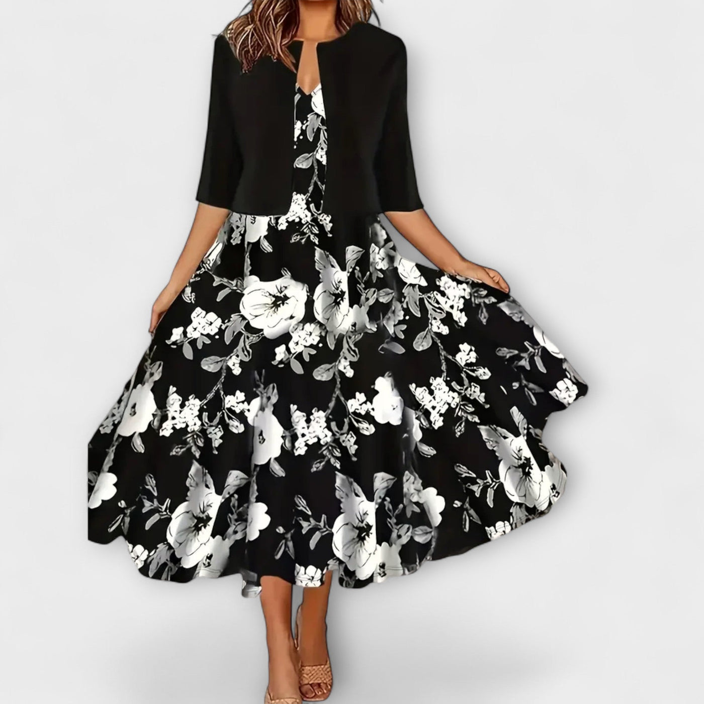 Elegant Midi Summer Dress for Women with Blazer