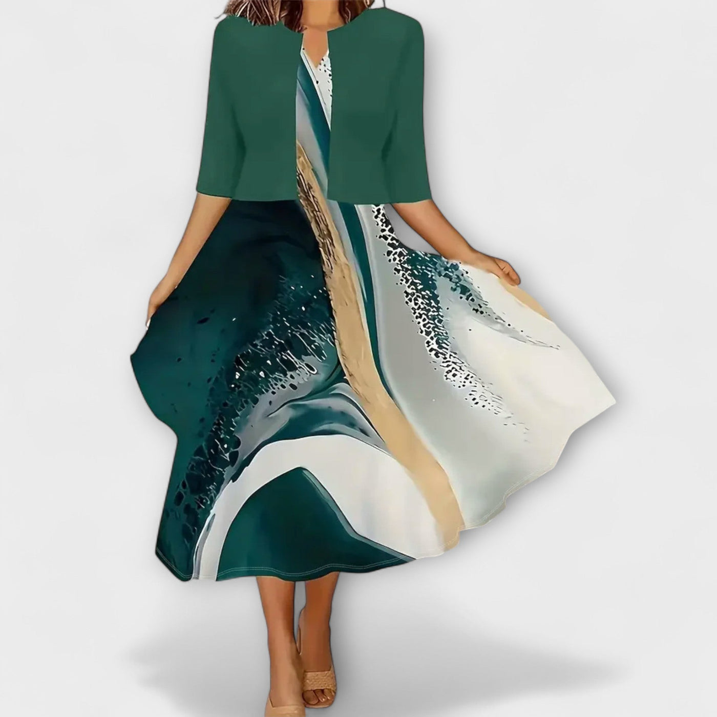 Elegant Midi Summer Dress for Women with Blazer