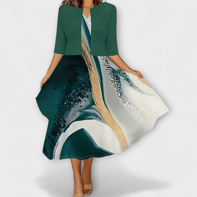 Elegant Midi Summer Dress for Women with Blazer