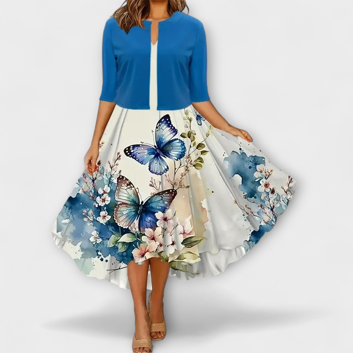 Elegant Midi Summer Dress for Women with Blazer
