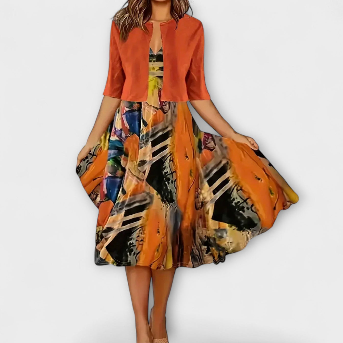Elegant Midi Summer Dress for Women with Blazer
