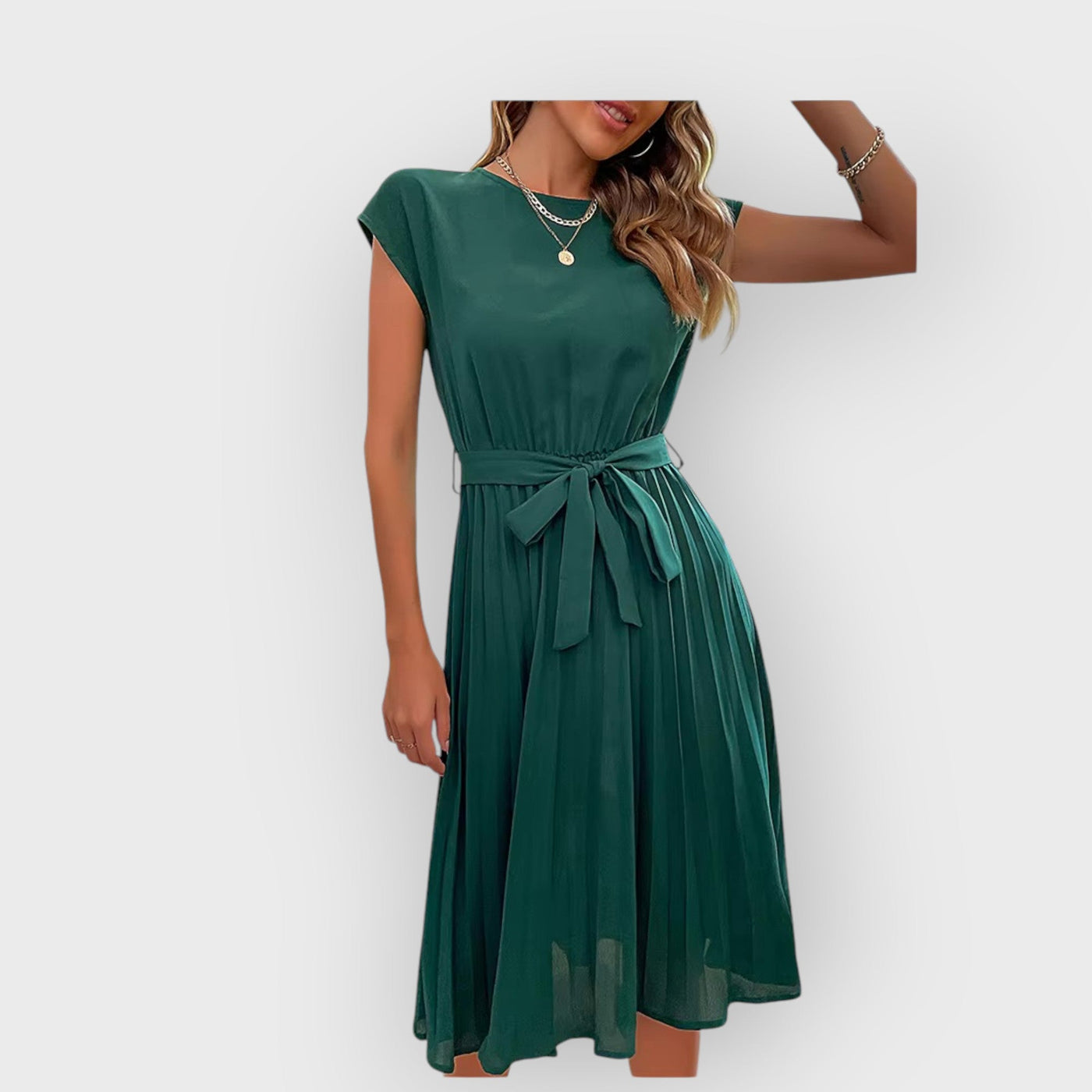 Claire Short Sleeve Pleated Casual Mini Dress