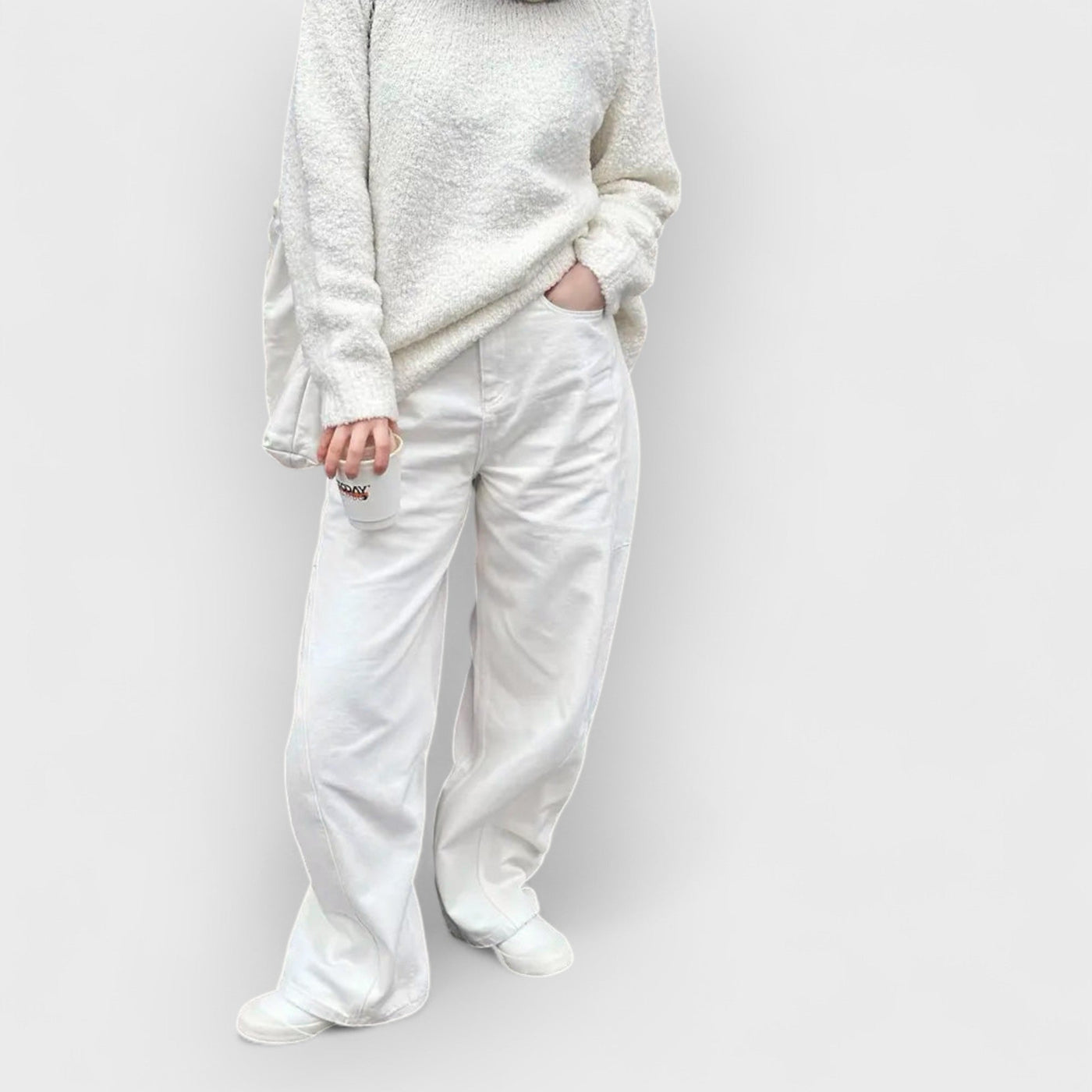 Trendy Loose Arc-Cut Denim Pants