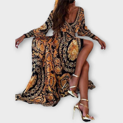Wrap Dress - Boho Women's Dress with Slit