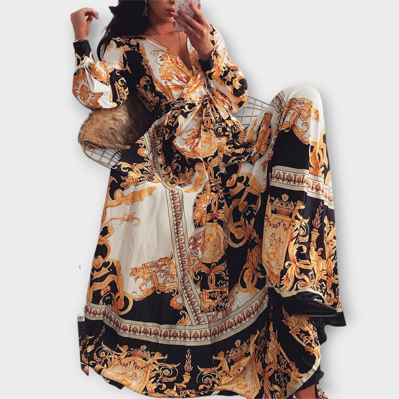 Wrap Dress - Boho Women's Dress with Slit