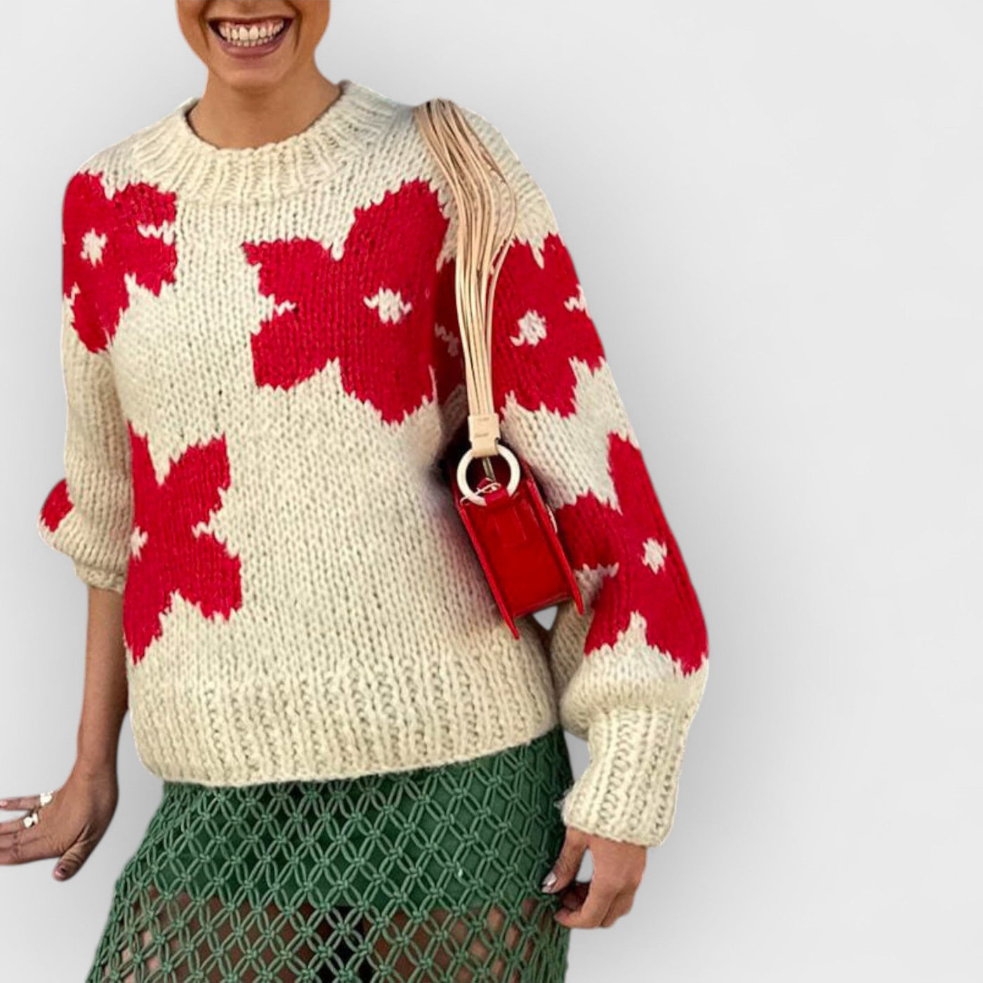 All-Match Crew Neck Floral Sweater